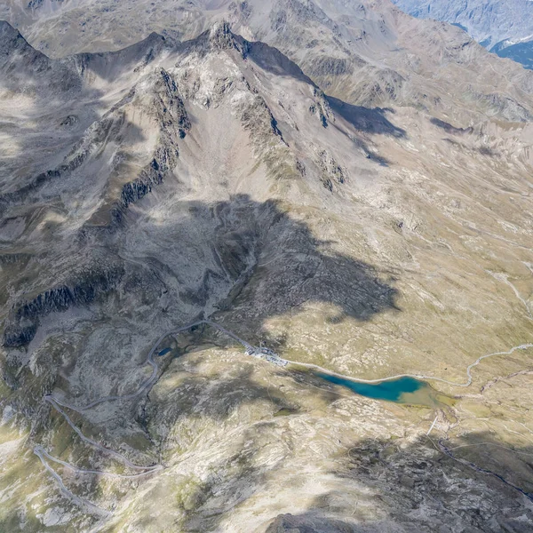 Luchtopname Vanuit Een Zweefvliegtuig Van Gavia Pas Van Bovenaf Geschoten — Stockfoto