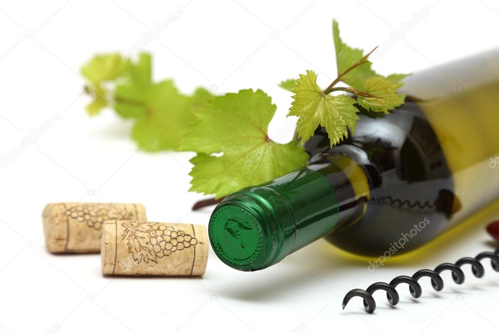 wine bottle and corks