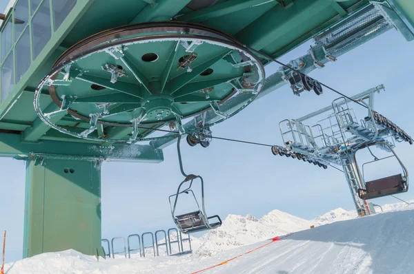 Chairlift with snow in Madesimo, Italy — Stock Photo, Image