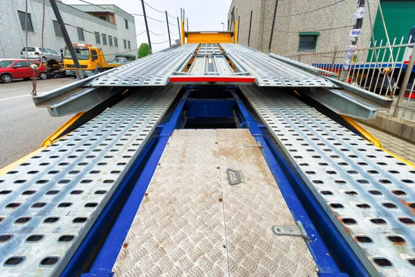 Car carrier truck from the back — Stock Photo, Image