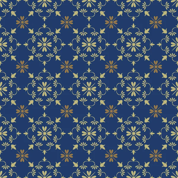 Темно-синій фон з красивим золотим орнаментом — стоковий вектор