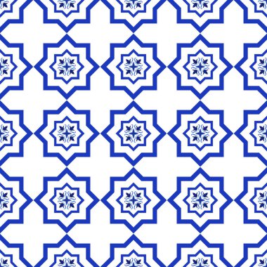 Azulejos Portekiz geleneksel süs taşı, mavi ve beyaz pürüzsüz desen