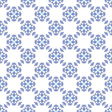 Azulejos Portekiz geleneksel süs taşı, mavi ve beyaz pürüzsüz desen