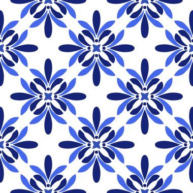 Azulejos Portekiz geleneksel süs taşı, mavi ve beyaz pürüzsüz desen