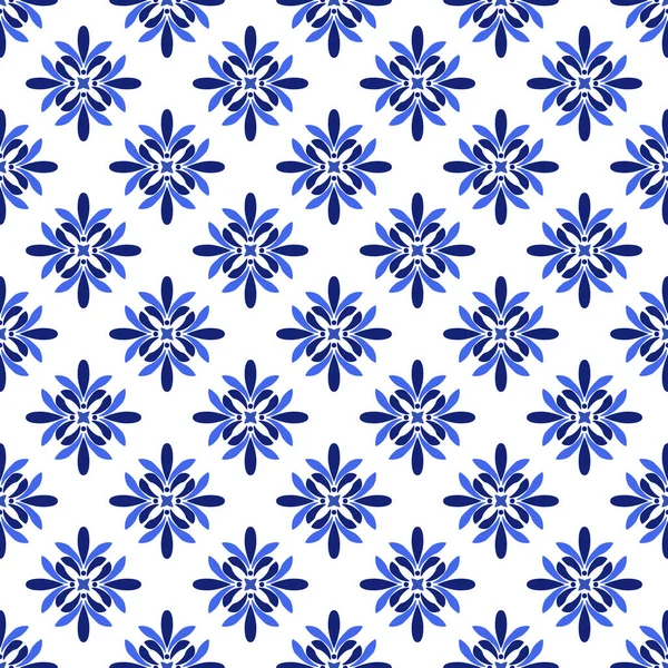 Azulejos portuguesa tradicional azulejo ornamental, azul y blanco patrón sin costura Vector De Stock