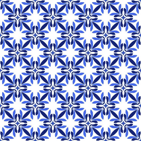 Azulejos португальская традиционная декоративная плитка, голубой и белый бесшовный узор Векторная Графика