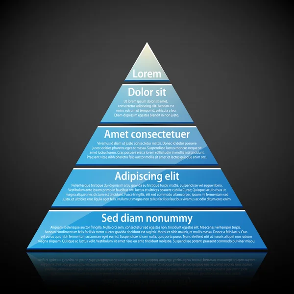 Blue glossy pyramid chart — Stock Vector