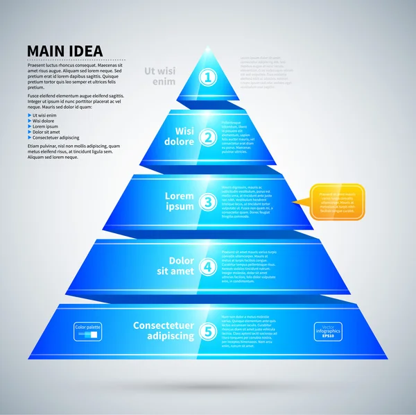 Blaues Hochglanzpyramidendiagramm — Stockvektor