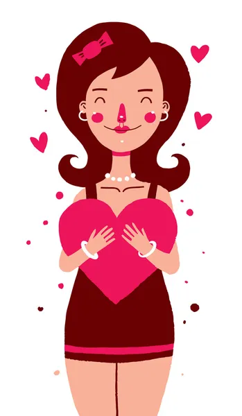 Girl with heart — Stock Vector