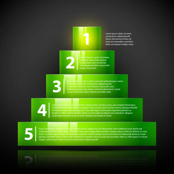 Glänsande gröna pyramid med text och tal — Stock vektor