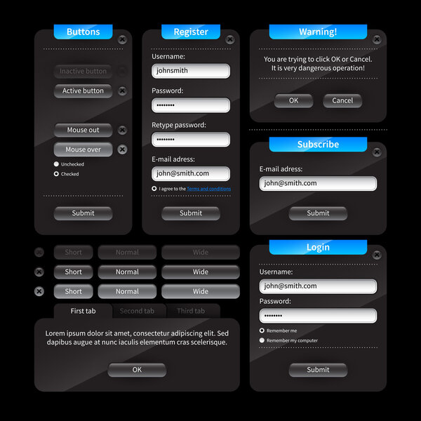 Interface elements. Useful for software, web and infographic design