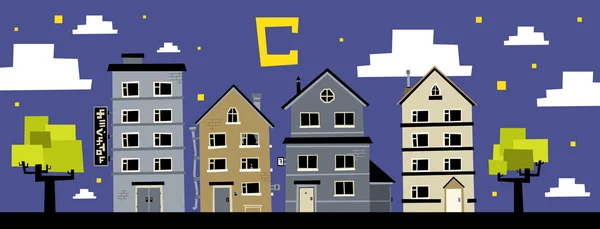 Casas y algunos árboles — Vector de stock