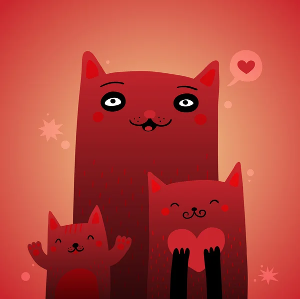 3 lindos gatos rojos — Vector de stock