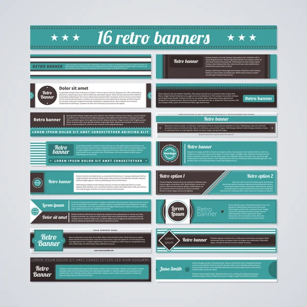 Aantal verschillende visitekaartjes in retro stijl. — Stockvector