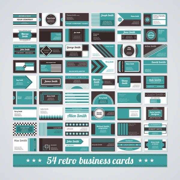 Σύνολο διαφορετικές επαγγελματικές κάρτες σε στυλ ρετρό. — Διανυσματικό Αρχείο