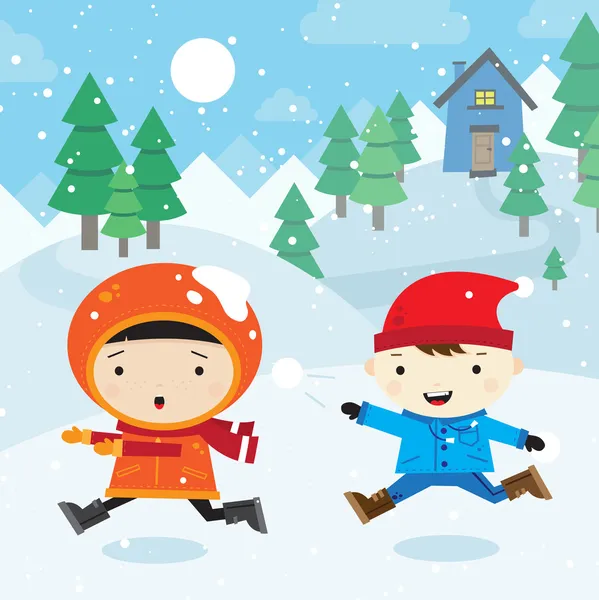 Snowball fight — Stock Illustration Snowball fight Vector Graphics