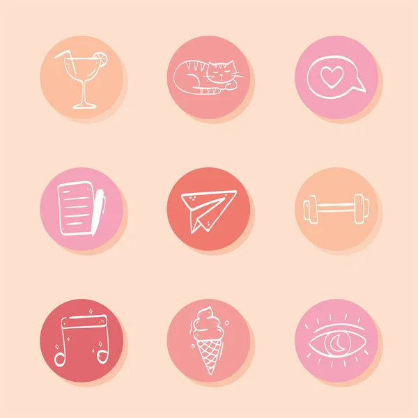 Icons set highlights story — Stock Vector