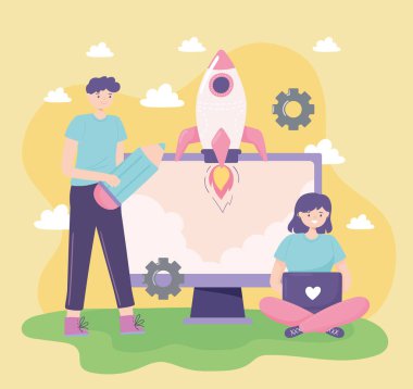 Çalışan genç insanlar