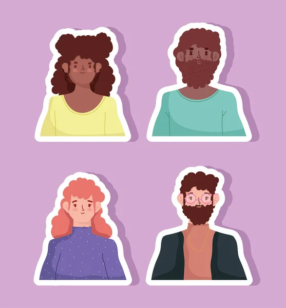 Hombres y mujeres diversos — Vector de stock