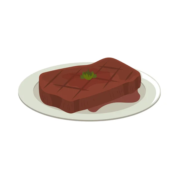 Filete de ternera en un plato — Vector de stock