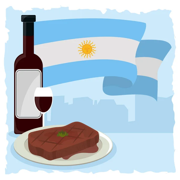 Bandeira e comida argentina —  Vetores de Stock