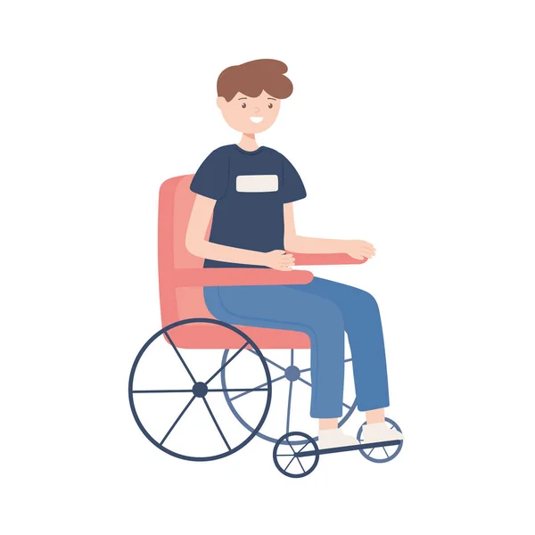 Disabled guy on wheelchair — Stock Vector