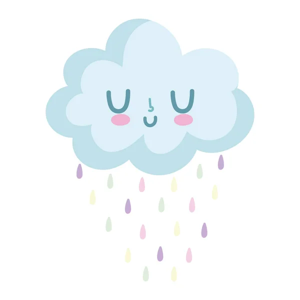 Nuage mignon et pluie — Image vectorielle