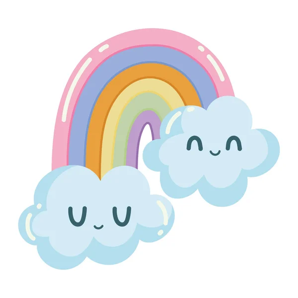 かわいい虹と雲 — ストックベクタ