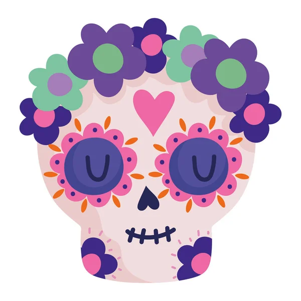 Crâne avec des fleurs — Image vectorielle
