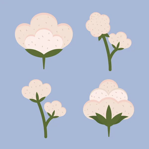 Ikony z bavlněných květin — Stockový vektor