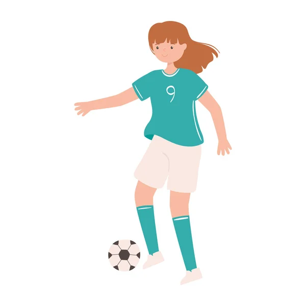 Chica de fútbol con pelota — Archivo Imágenes Vectoriales