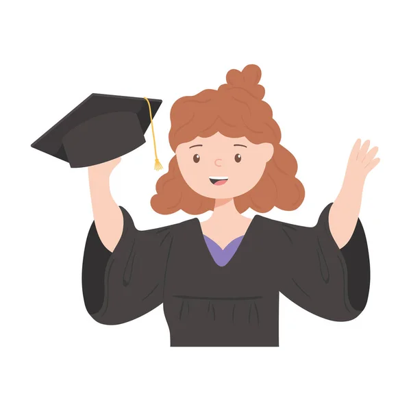 Celebrating graduate woman — Stock Vector