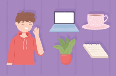 çocuk dizüstü bilgisayar ve not defteri