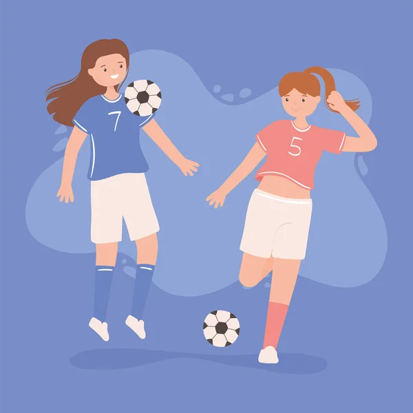 Mulheres jovens futebol — Vetor de Stock