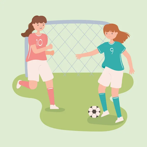 Voetbalvrouwen die spelen — Stockvector