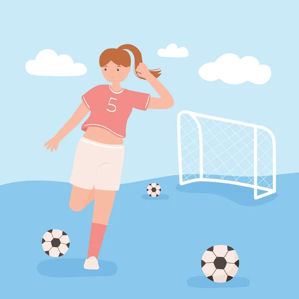 Тренування футбольної жінки — стоковий вектор