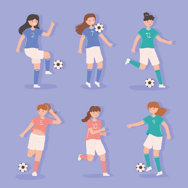 Futebol grupo feminino — Vetor de Stock