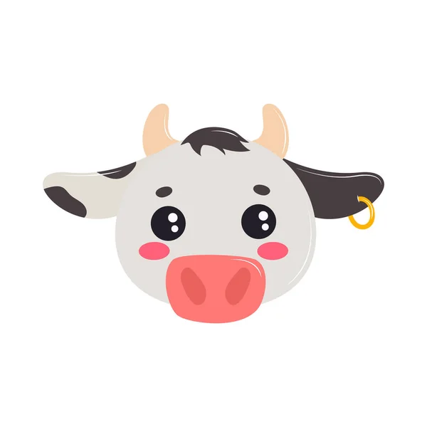 Cara de vaca kawaii —  Vetores de Stock