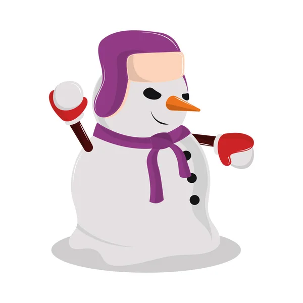 Boneco de neve brincando com neve —  Vetores de Stock