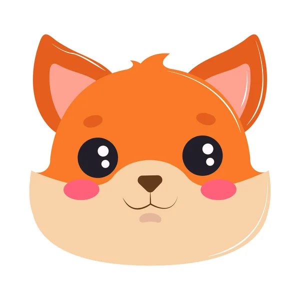 Cara de raposa kawaii rosto — Vetor de Stock