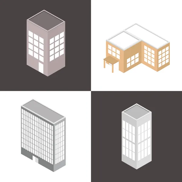 Reihe isometrischer Gebäude — Stockvektor
