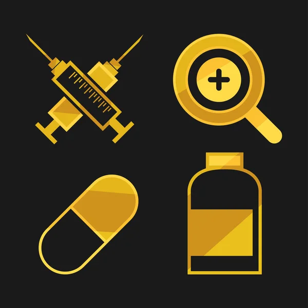 Lékařské zlaté ikony — Stockový vektor