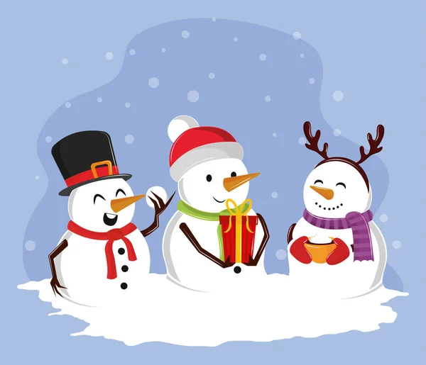 Sneeuwpop kerstseizoen — Stockvector