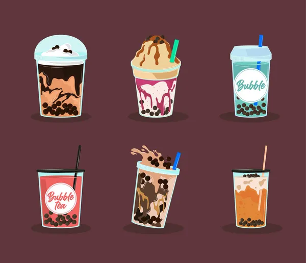 Ikonen süßer Bubble Tea — Stockvektor