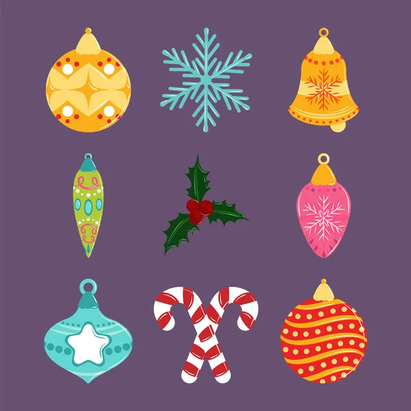 Icônes de décoration de Noël — Image vectorielle