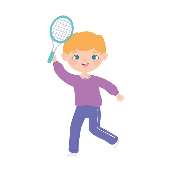 Garçon jouer au tennis — Image vectorielle