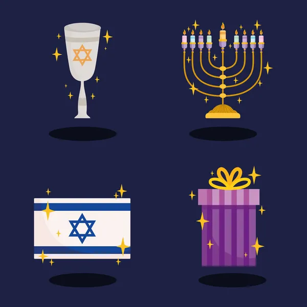Conjunto de ícones hanukkah —  Vetores de Stock