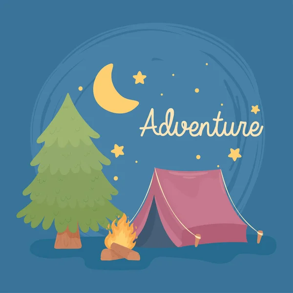 Nuit camping aventure — Image vectorielle