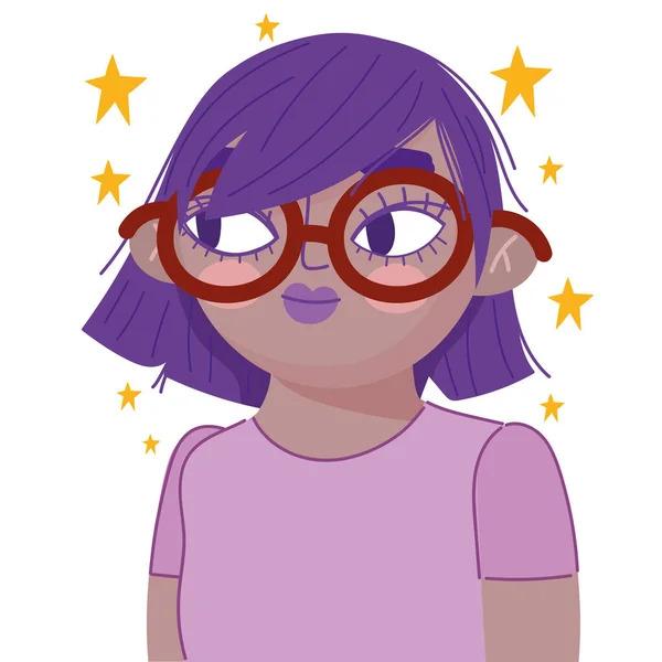 Cute girl with eyeglasses — Stock Vector