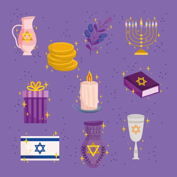 Jogo de hanukkah festivo —  Vetores de Stock
